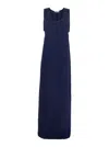 Jucca Blue Long Dress With U-neck And Back Closure