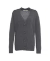 Jucca Button-down Virgin Wool Cardigan With Deep V-neckline In Gray