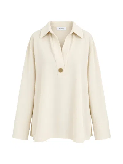 Jucca Button-detail Long-sleeve Blouse In Neutral