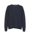 Jucca Cashmere Crew Neck Sweater With Ribbed Details In Blue