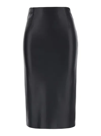 Jucca Concealed-fastening Rear-slit Midi Skirt In Black
