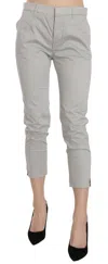 Jucca Cotton Gray High Waist Skinny Cropped Trousers Pants In Gray