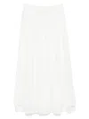 Jucca White Cotton Midi Skirt With Elasticated Waistband
