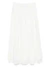 Jucca White Cotton Midi Skirt With Elasticated Waistband