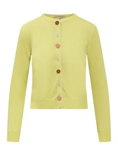 Jucca Crew Neck Cardigan In Yellow