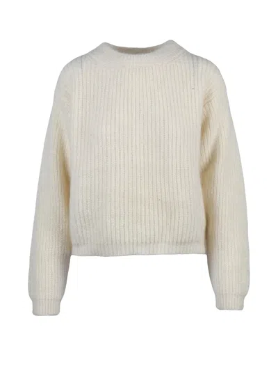 Jucca Crew Neck Knit Sweater In Luxurious Fiber Blend In Neutral