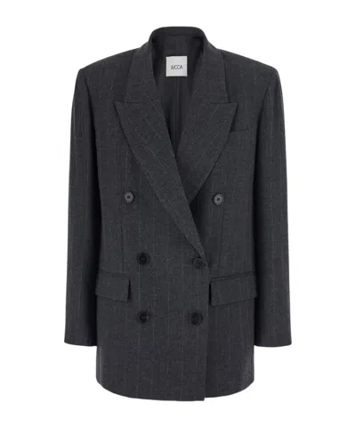 Jucca Double-breasted Prince Of Wales Check Blazer In A Wool Blend In Gray
