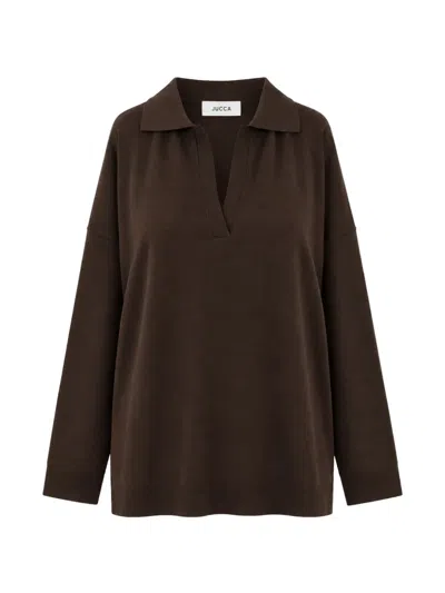 Jucca Drop-shoulder V-neck Sweater In Brown
