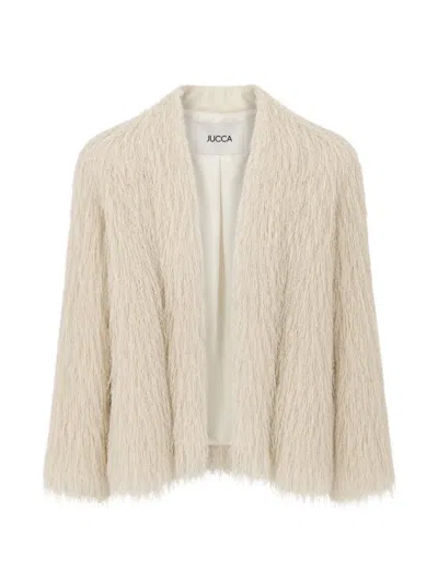 Jucca Faux-fur Open-front Jacket In White