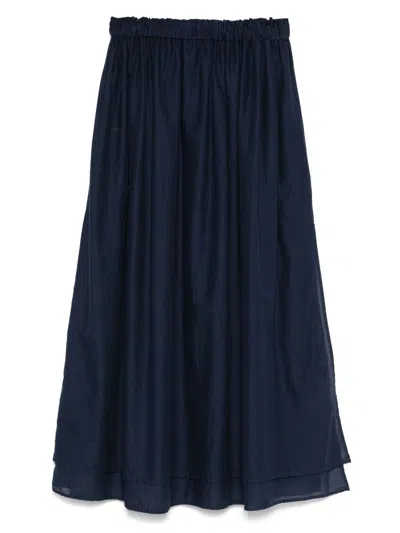 Jucca Flared Hem Mid-length Skirt With Elasticated Waistband In Blue