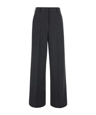 Jucca Gray Pants With Striped Motif In Wool Blend For Women