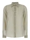 Jucca Green Shirt With Classic Collar And All-over Striped Motif
