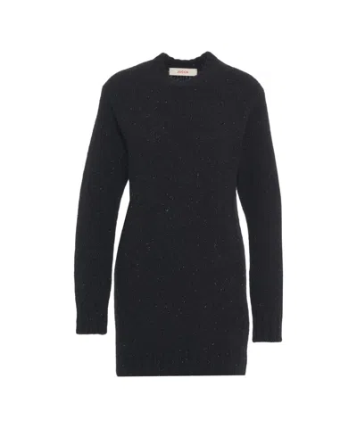 Jucca High-neck Black Knitwear Sweater With Ribbed Detailing
