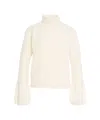 Jucca High-neck Knitwear Sweater With Gathered Cuffs In Neutral
