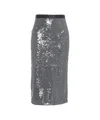 Jucca High-waisted Grey Midi Skirt With All-over Sequin Embellishment In Gray