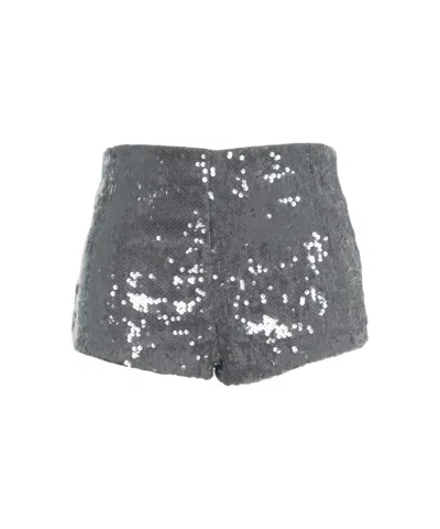 Jucca High-waisted Sequined Shorts With Smooth Waistband In Gray