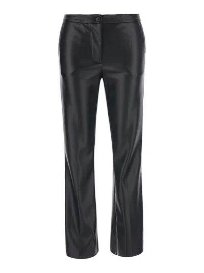 Jucca High-waist Ecoleather Trousers With Button Closure In Black