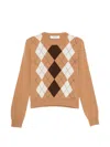 Jucca Argyle-pattern Crew-neck Sweater In Brown
