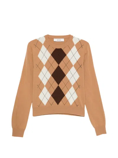 Jucca Argyle-pattern Crew-neck Sweater In Brown