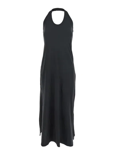 JUCCA BLACK SLEEVELESS DRESS WITH HALTERNECK AND STRAIGHT HEM IN COTTON WOMAN