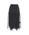 Jucca Maxi Tulle Skirt With Layered Design And Flowing Hem In Black