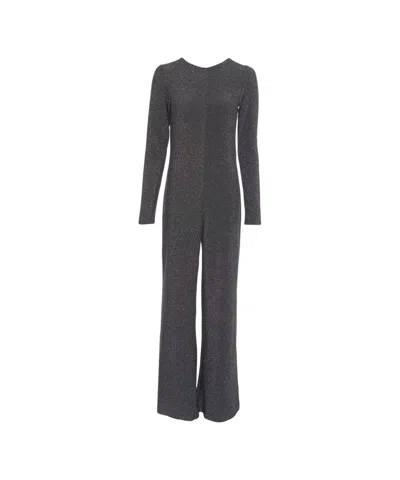 Jucca Metallic Effect Gray Overall With Fitted Bodice In Black