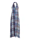 Jucca Multicolor Sleeveless Dress With Halterneck And All-over Check Motif In Viscose Woman