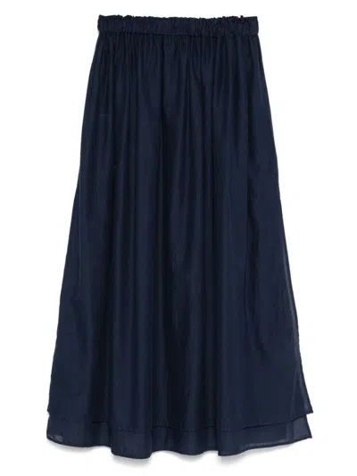 JUCCA NAVY BLUE COTTON MIDI SKIRT