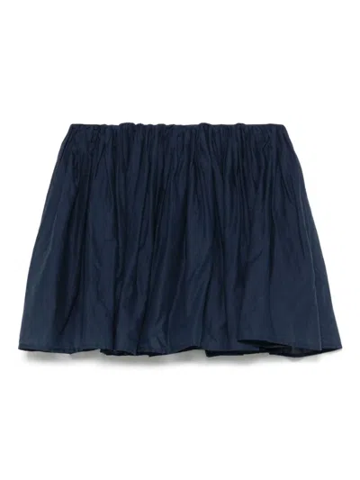 Jucca Navy Blue Cotton Mini Skirt