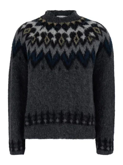 Jucca Norwegian-motif Alpaca-wool Blend Sweater In Gray