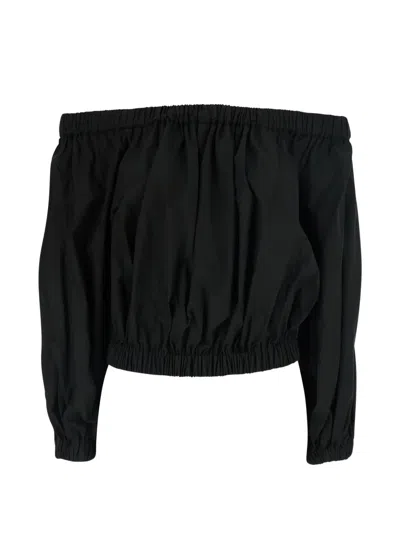 Jucca Off-shoulder Elasticated-hem Top In Black