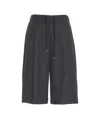 Jucca Pinstripe Wide-leg Bermuda Shorts With Adjustable Drawstring In Black