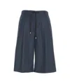 Jucca Pinstripe Wide-leg Bermuda Shorts With Elastic Waistband In Gray