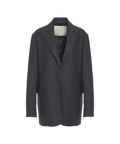 Jucca Pinstriped Blazer With Notched Collar And Tailored Fit In Black
