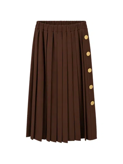 Jucca Pleated Button-detail Skirt In Brown