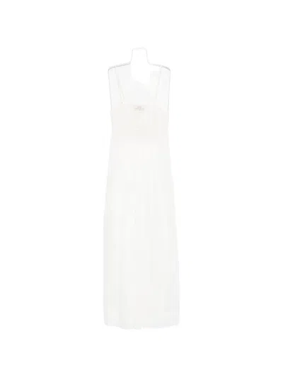 Jucca Pointelle-knit Spaghetti-strap Maxi Dress In White