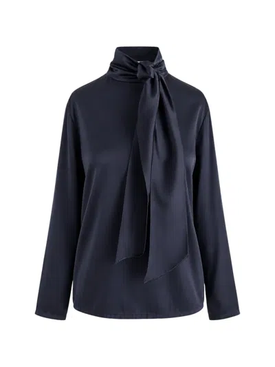 Jucca Pussy-bow Long-sleeved Blouse In Blue