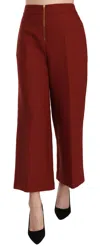 Jucca Red High Waist Cropped Flared Dress Formal Trouser Pants In Red