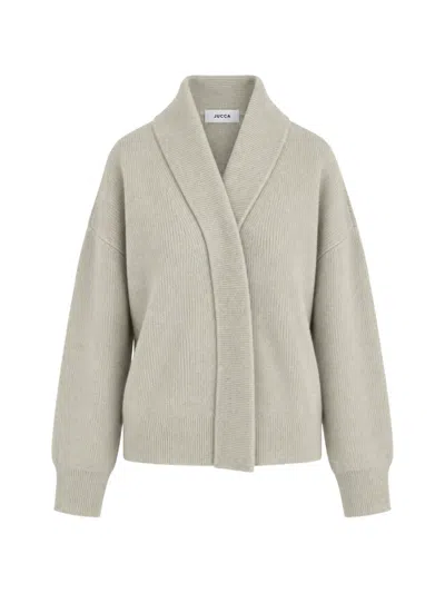 Jucca Ribbed Shawl-collar Cardigan In Gray