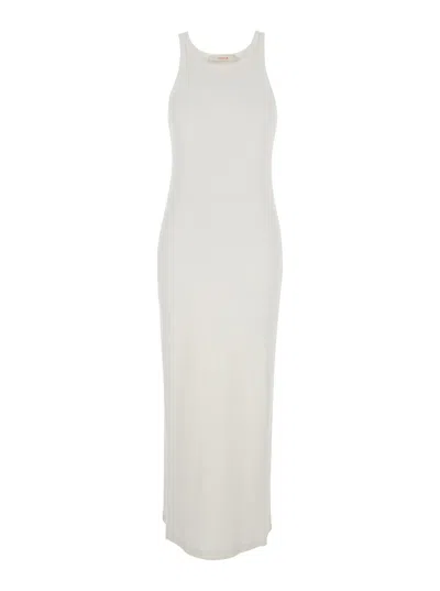 Jucca Long White Dress With Short Sleeves In Viscose For Women