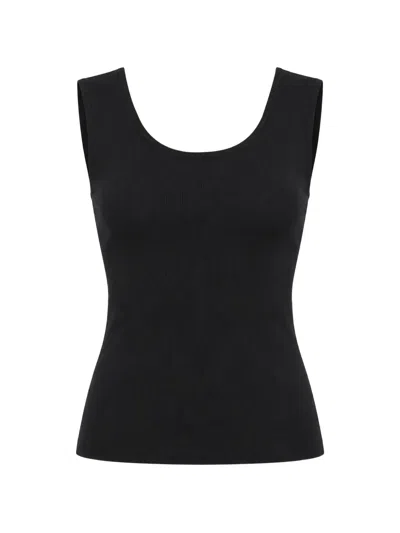 Jucca Ribbed-knit Cutout Tank Top In Black