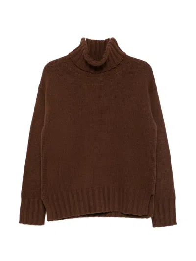 Jucca Ribbed-knit Roll-neck Sweater In Brown