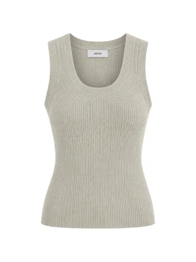 Jucca Ribbed-knit Scoop-neck Top In Gold