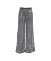 Jucca Sequin-embellished Wide-leg Palazzo Pants With Comfortable Elastic Waistband In Gray