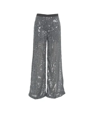 Jucca Sequin-embellished Wide-leg Palazzo Pants With Comfortable Elastic Waistband In Gray
