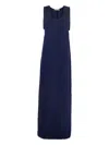 Jucca Blue Long Dress With U-neck And Back Closure