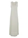 Jucca White Long Dress With U-neck And Back Closure