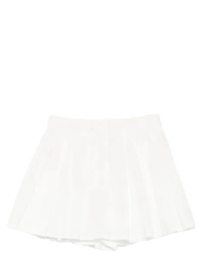Jucca Structured Flared Pleated Mini Skirt In White