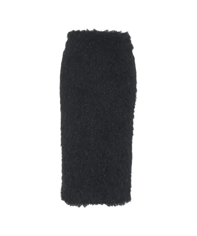 Jucca Textured Knit Midi Skirt With Form-fitting Silhouette In Black
