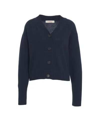 Jucca V-neck Knit Cardigan With Button-down Front And Ribbed Accents In Black